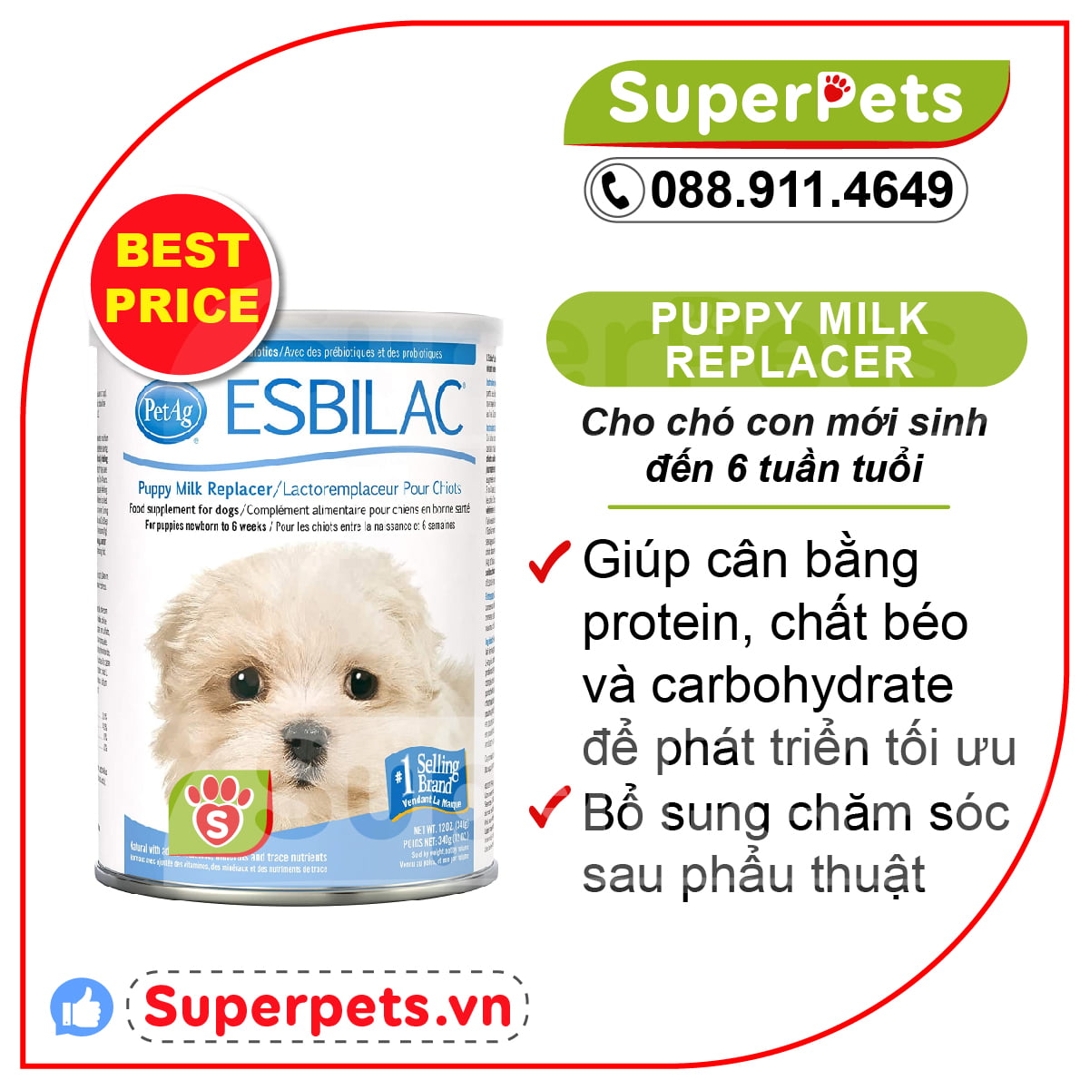 Petag Esbilac Puppy Milk Replacer Powder - Siêu Thú Siêu Cưng